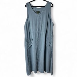 Eddie Bauer - Women’s Tank Shift Maxi Dress‎ V Neck Lyocell Light Blue - Sz. 4X